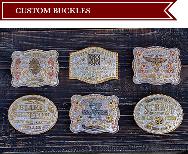 A set of six custom buckles for the belt.