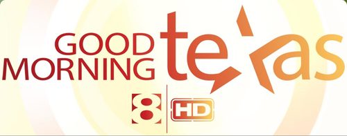 A red and orange logo for the television channel good morning tex.